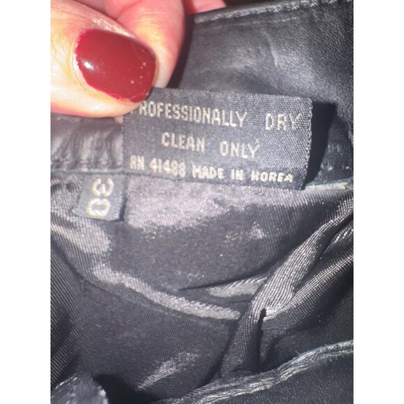 Vintage Toffs Y2K 80s 90s High Waisted Black Leather Pants 10T Pleated Design - Picture 7 of 10